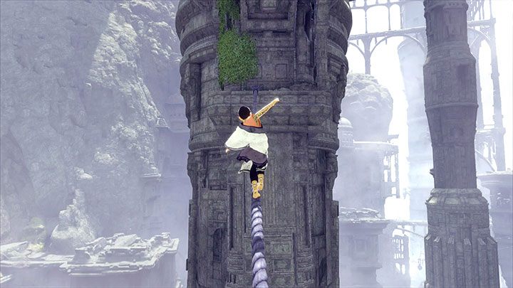Chłopczyk musi przejść w tej lokacji po kilku różnych linach - Wspinaczka po wieżach połączonych linami | The Last Guardian - The Last Guardian - poradnik do gry