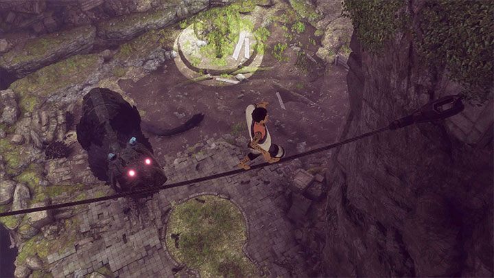 Przejdź po linie, a znajdziesz się przy nowych lianach - Odnalezienie Trico i unikanie drugiej bestii | The Last Guardian - The Last Guardian - poradnik do gry