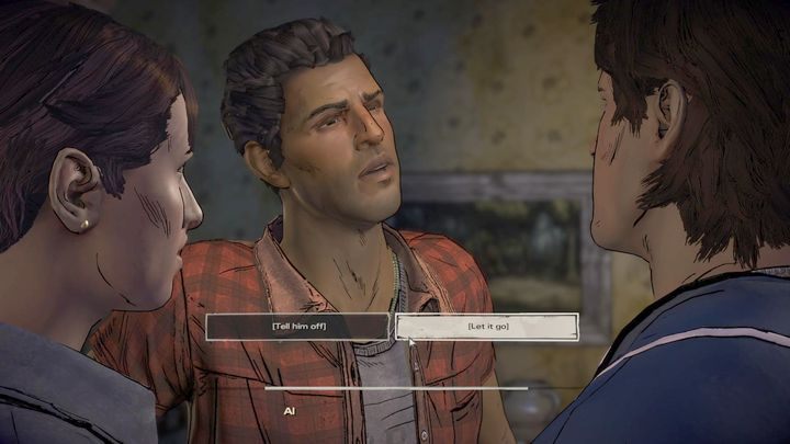Po rozmowie będziesz musiał podjąć pierwszy ważny wybór - Rozdział 1 - Bloody Business | Epizod 2 - Ties that Bind - The Walking Dead: The Telltale Series - A New Frontier - poradnik do gry