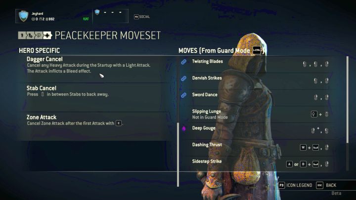 Dostępne dla postaci ciosy i modyfikatory. - Rozjemca (Peacekeeper) w For Honor - For Honor - poradnik do gry