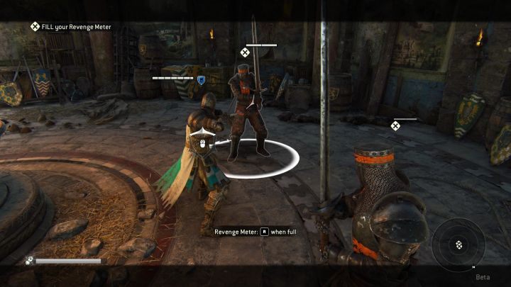 Pasek Zemsty ładuje się podczas nierównej walki - wtedy, gdy przeciwników okładających cię jest przynajmniej 2. - Tryb Zemsty | Walka w For Honor - For Honor - poradnik do gry