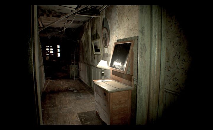 Lustro - popatrz w nie, następnie szybko się odwróć - Resident Evil 7: Beginning Hour - Odnalezienie brudnej monety i zamordowanych - Resident Evil 7 - poradnik, solucja