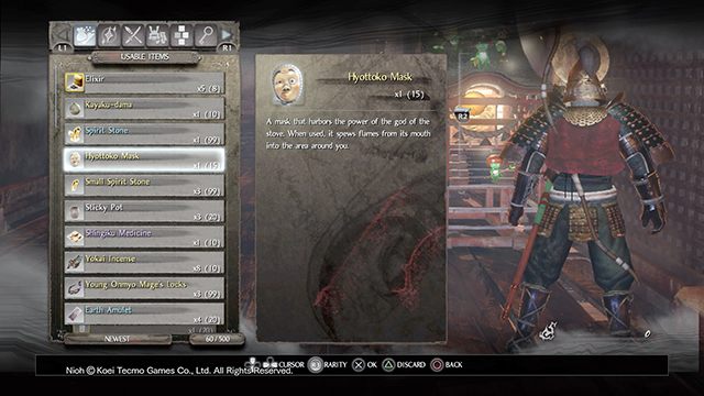 Maska Hyottoko jest jednym z ciekawszych przedmiotów - NiOh: Przedmioty użytkowe i przedmioty misji - NiOh - poradnik do gry
