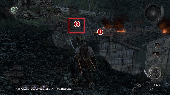 Po zapisaniu postępów warto wrócić w pobliże bramy i zebrać skarby, które leżą na dachach pobliskich domów [1] - NiOh: Wyspa Demonów cz.2 (Isle of Demons) - solucja, opis przejścia - NiOh - poradnik do gry