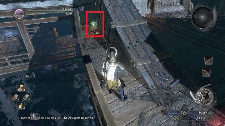 Jeśli planujesz z nim walczyć to wiedz, że na barce jest jeden mały szkielet, który szybko włączy się do walki - NiOh: Ocean znów ryczy (The Ocean Roars Again) - solucja, opis przejścia - NiOh - poradnik do gry
