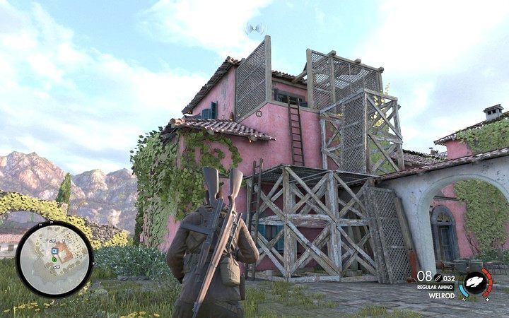 Drabina rusztowania powiedzie cię na piętro do sejfu - Zabójstwo Schmidta w San Celini | Sniper Elite 4 - Sniper Elite 4 - poradnik do gry