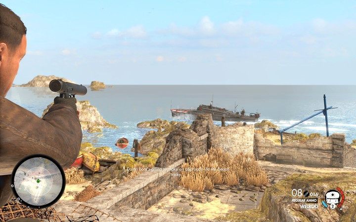 Łódź zestrzelisz celując w butle na tyłach - Zdobądź raport snajpera we Wsi Bitanti | Sniper Elite 4 - Sniper Elite 4 - poradnik do gry