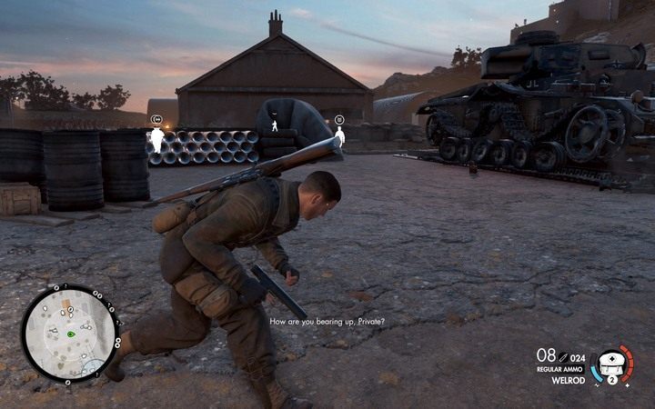 Przebiegnij za samochody i poczekaj na odpowiedni moment, by wejść do budynku - Jak zdobyć pierwszy dokument w lokacji Obiekt Magazzeno? | Sniper Elite 4 - Sniper Elite 4 - poradnik do gry