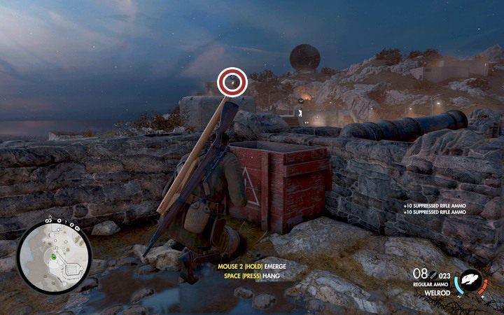Przy zejściu odnajdziesz amunicję tłumiącą do karabinu - II, III i IV działo nadbrzeżne w lokacji Obiekt Magazzeno | Sniper Elite 4 - Sniper Elite 4 - poradnik do gry
