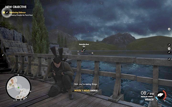 Łódź będzie celem zadania dopiero, gdy będziesz blisko niej lub ją oznaczysz - Zabij Rothbauera w lokacji Willa Giovi Fiorini | Sniper Elite 4 - Sniper Elite 4 - poradnik do gry