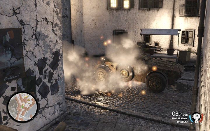 Pojazd opancerzony unieruchomisz nawet najprostszą pułapką - i to wystarczy - Ciężarówka propagandy, III działo w lokacji Willa Giovi Fiorini | Sniper Elite 4 - Sniper Elite 4 - poradnik do gry