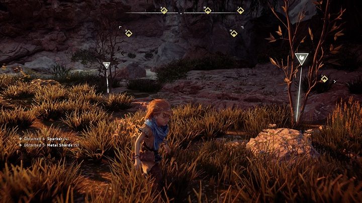 Po wszystkim przeszukaj maszynę i zbierz dwie rośliny widoczne na obrazku - Horizon Zero Dawn: Szkoła przetrwania (Lessons of the Wild) solucja - Horizon Zero Dawn - poradnik, solucja