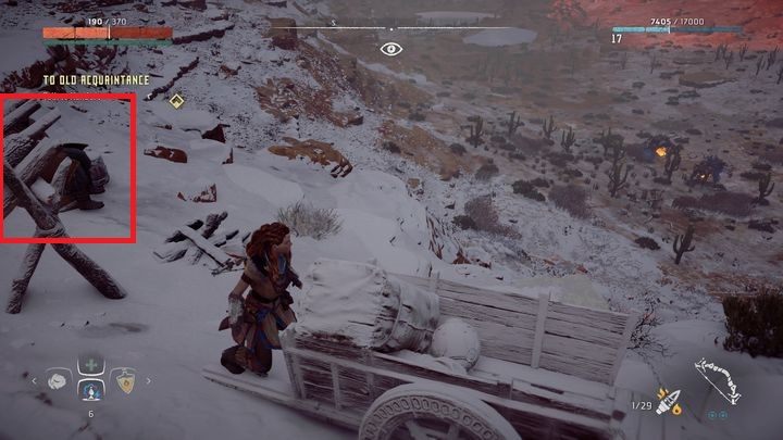 Po zbadaniu beczki Aloy odkrywa, że Kendert ukrywa się w górach - Horizon Zero Dawn: Za starą znajomość (To Old Acquaintance) | Solucja - Horizon Zero Dawn - poradnik, solucja