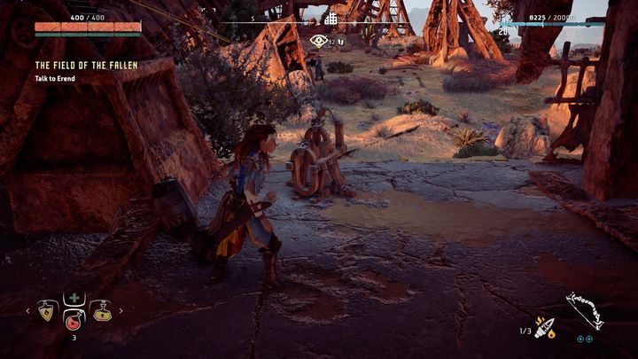 Po wszystkim skorzystaj z Fokusa, żeby zbadać obszar który był miejscem faktycznej zasadzki na siostrę Erenda - Horizon Zero Dawn: Pole poległych (Field of the Fallen) solucja - Horizon Zero Dawn - poradnik, solucja