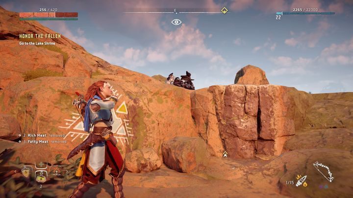 Po wyeliminowaniu maszyn porozmawiaj z pielgrzymem, którego tam spotkasz - Horizon Zero Dawn: Uczcić poległych (Honor the Fallen) | Południk, solucja - Horizon Zero Dawn - poradnik, solucja