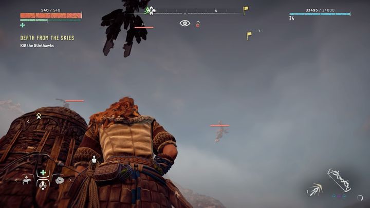 Po wejściu do osady zostaniesz zaatakowany przez kilkanaście Jastrzabłysków - Horizon Zero Dawn: Śmierć z przestworzy (Death from the Skies) | Solucja - Horizon Zero Dawn - poradnik, solucja