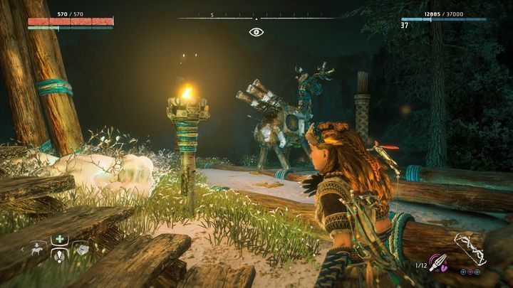 Jednego z manekinów znajdziesz przy ognisku obok bramy wejściowej do osady - Horizon Zero Dawn: Manekiny Żuwaczy - gdzie znajdę? - Horizon Zero Dawn - poradnik, solucja