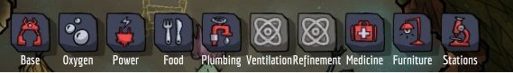 Menu budowy dzieli się na następujące zakładki - Menu budowy i polecenia dla duplikantów w Oxygen Not Included - Oxygen Not Included - poradnik do gry