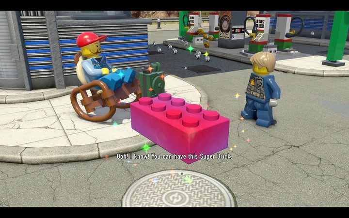 Super klocek - z daleka można je pomylić z czerwonymi klockami, te jednak zmieniają kolory - Początek zadania | Rozdział 2 w Lego City: Tajny Agent - LEGO City: Tajny Agent - poradnik do gry