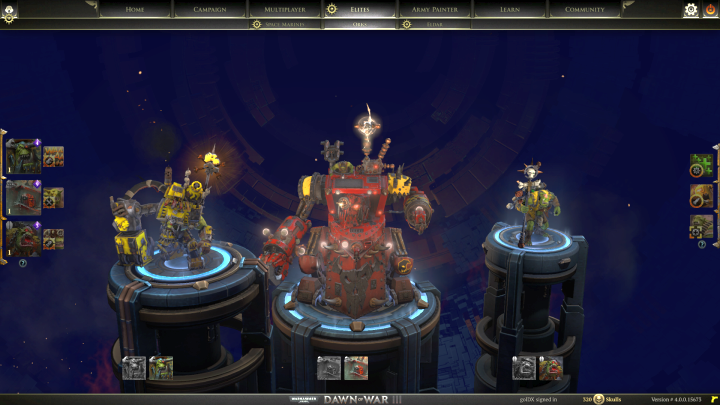 Ekran wyboru jednostek elitarnych Orków. - Jednostki elitarne | Orki | Porady - Warhammer 40,000: Dawn of War III - poradnik do gry