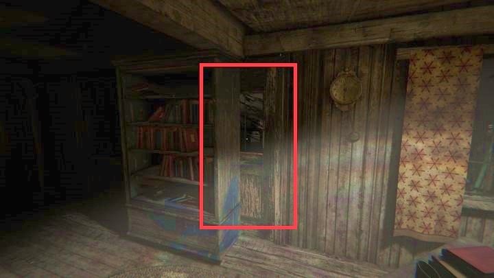 Za regałem znajdują się drzwi na zewnątrz - Rynek Bramy Świątynnej | Opis przejścia Outlast 2 - Outlast 2 - poradnik do gry