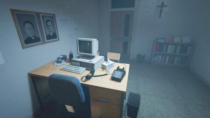 Następnie wróć na boczny korytarz i wejdź do sali w której dzwoni telefon - Wołanie o pomoc | Opis przejścia Outlast 2 - Outlast 2 - poradnik do gry