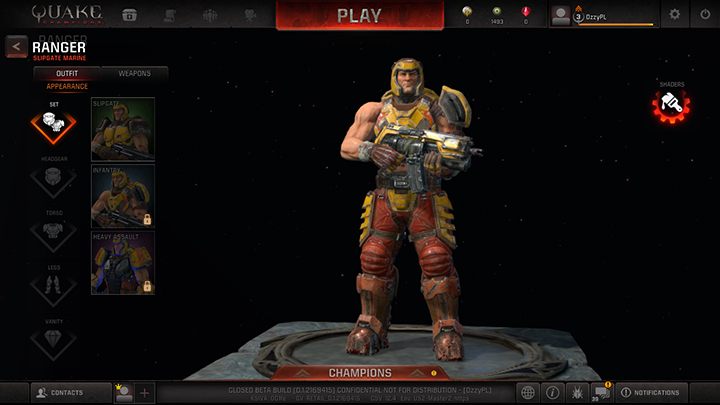 W przypadku pancerza, mamy dostęp do trzech setów - Wyposażenie | Podstawy rozgrywki | Quake Champions - Quake Champions - poradnik do gry
