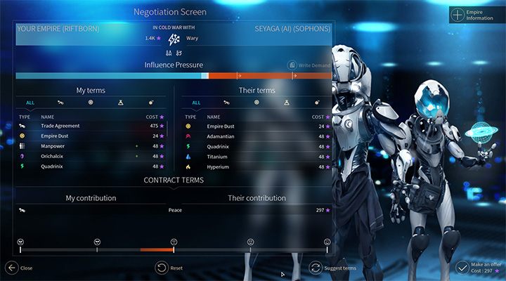 Ekran negocjacji otwiera się za każdym razem, kiedy klikniesz na symbol lub nazwę systemu danego imperium - Dyplomacja w Endless Space 2 - Endless Space 2 - poradnik do gry