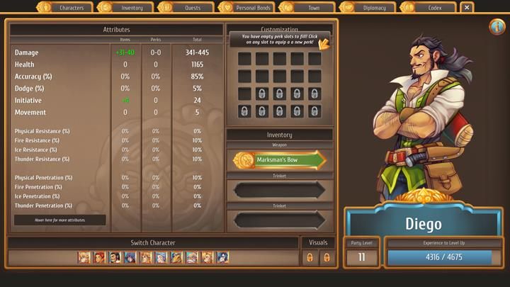 Diego to zadufany w siebie łucznik, który ma bardzo wysokie mniemanie o sobie - Najlepsi towarzysze i umiejętności do walki | Podziemia i walki | Regalia - Regalia: Of Men And Monarchs - poradnik do gry