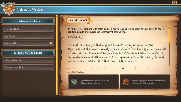 Co jakiś czas będziesz mógł się opowiedzieć za jedną ze stron konfliktu. - Dyplomacja | Zarządzanie miastem | Regalia Of Man And Monarchs - Regalia: Of Men And Monarchs - poradnik do gry