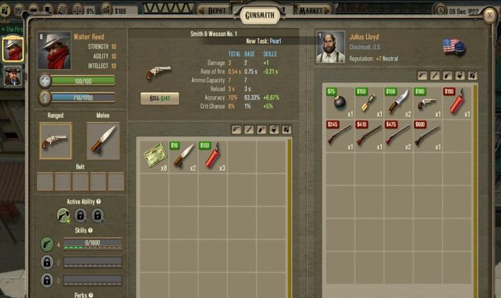 W sklepie z bronią możesz zakupić nowe pistolety i karabiny oraz materiały wybuchowe - Walka | Porady Bounty Train - Bounty Train - poradnik do gry
