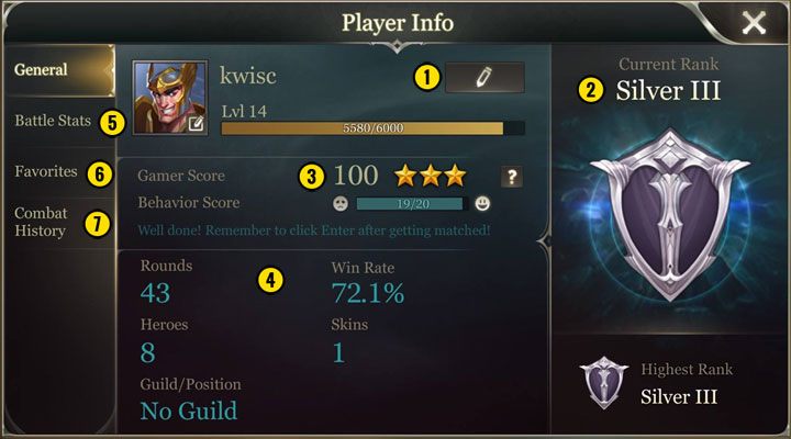 Znajdziesz tutaj informacje o swoim koncie i wynikach meczów - Menu gry | Strike of Kings - Strike of Kings - poradnik do gry