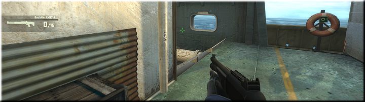 Za rogiem znajdują się schodki, które prowadzą do wąskiego przejścia wzdłuż burty - Misja 2 - Shipped: Pełne zbliżenie | CS GO - CS GO - poradnik do gry
