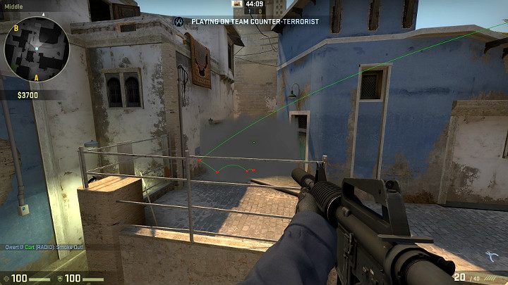 Stworzysz w ten sposób zasłonę w korytarzu prowadzącym do miejsca podłożenia bomby B - Mirage | Mapy turniejowe | CS GO - CS GO - poradnik do gry