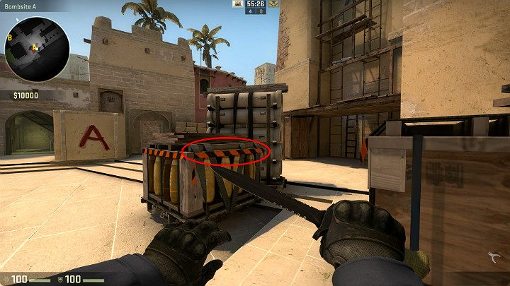 Biegnąc od strony miejsca odrodzenia Antyterrorystów nie musisz tracić czasu na wchodzenie po drabinie na drewniany podest, aby przejść do pałacu - Mirage | Mapy turniejowe | CS GO - CS GO - poradnik do gry