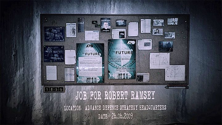 Tablicę z dowodami rzeczowymi dla wspomnienia Job for Robert Ramsey prezentuje powyższy obrazek - Job for Robert Ramsey | Ukryte wspomnienia | Get Even - Get Even - poradnik do gry