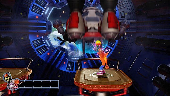 Na nowej półce ponownie zacznij rzucać jabłkami w zielone działko - Mech Wrecked | Crash Bandicoot 2 | Trofea - Crash Bandicoot N. Sane Trilogy - poradnik do gry