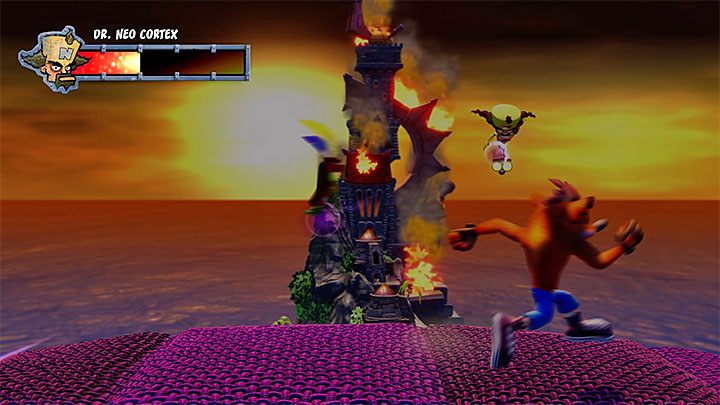Biegnij w prawo i bądź gotowy żeby szybko zawrócić i odskoczyć w lewo - Dr. Neo Cortex (finałowy boss) | Crash Bandicoot - walki z bossami - Crash Bandicoot N. Sane Trilogy - poradnik do gry