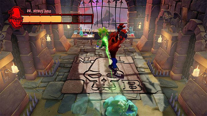 Wskoczenie na bloba pośle zielony pocisk w stronę bossa - Nitrus Broken | Crash Bandicoot - Trofea - Crash Bandicoot N. Sane Trilogy - poradnik do gry