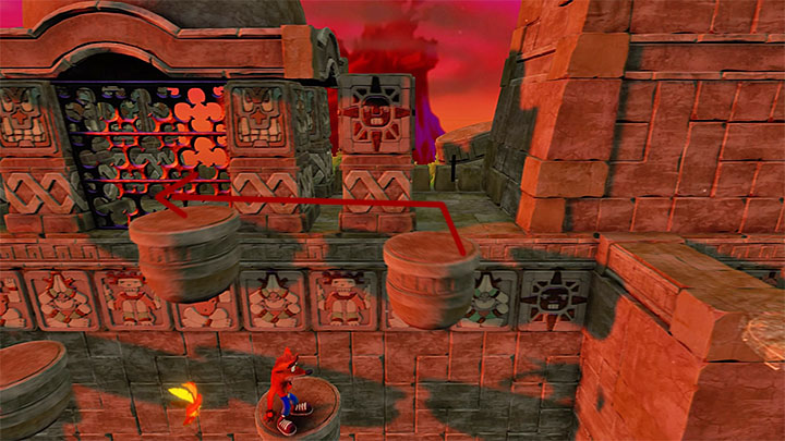 Podróżuj dalej w prawo aż dotrzesz do części ruin z lewitującymi grupami trzech małych platform - Sunset Vista | Wumpa Island | Opis przejścia | Crash Bandicoot N. Sane Trilogy - Crash Bandicoot N. Sane Trilogy - poradnik do gry