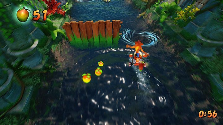 Podczas pierwszej przejażdżki na desce skupiaj się na unikaniu min oraz wirów wodnych - Plant Food | Sewer Warp Room | Opis przejścia | Crash Bandicoot N. Sane Trilogy - Crash Bandicoot N. Sane Trilogy - poradnik do gry