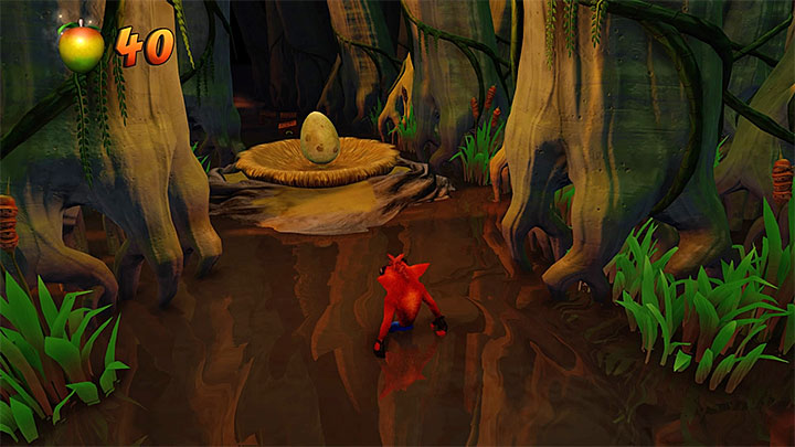 Główna ścieżka dostępna już przy pierwszym przejściu misji prowadzi dalej przez bagna - Dino Might! | Crash Bandicoot 3 | Opis przejścia | Crash N. Sane Trilogy - Crash Bandicoot N. Sane Trilogy - poradnik do gry