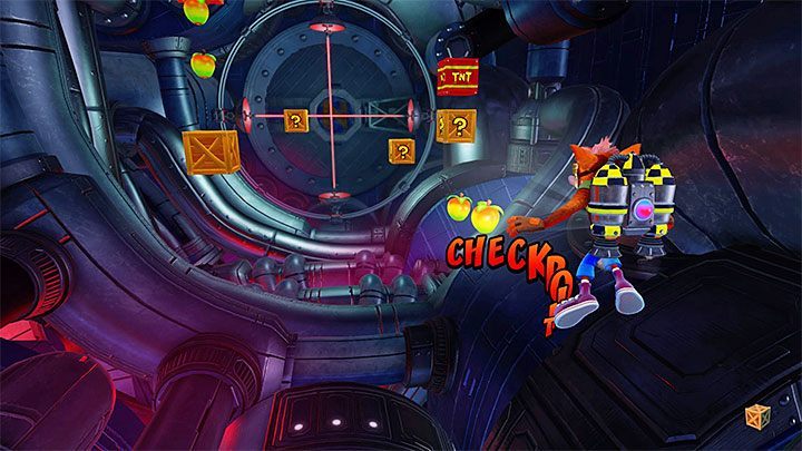 Po założeniu plecaka odrzutowego rozpocznij lot (R2 pozwoli ci lecieć w przód, a L2 zawracać np - Rock It | Hight-Tech Warp Room | Opis przejścia - Crash Bandicoot N. Sane Trilogy - poradnik do gry