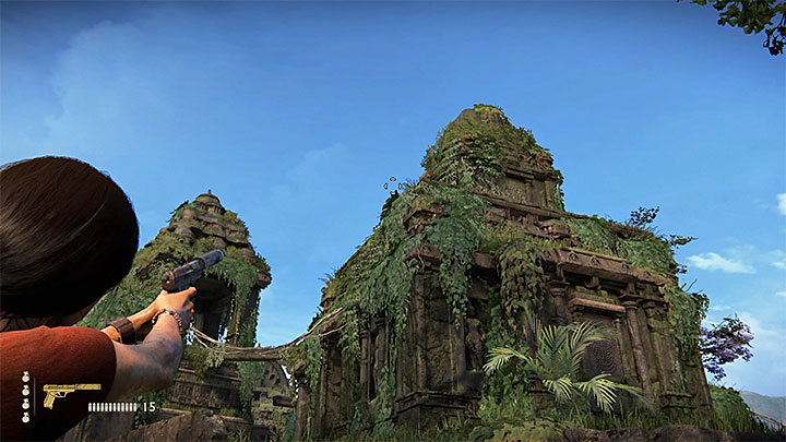 W największej części ruin przebywa bardzo liczna grupa przeciwników - 4 - Zbadanie fortu Ganesha (trójząb) | Opis przejścia - Uncharted: Zaginione Dziedzictwo - poradnik do gry