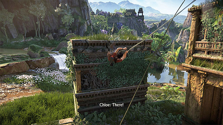 Zeskocz z dachu i spraw żeby lina owinęła się wokół wysięgnika - 4 - Odnalezienie 11 tokenów i zdobycie Rubinu Królowej | Opis przejścia - Uncharted: Zaginione Dziedzictwo - poradnik do gry