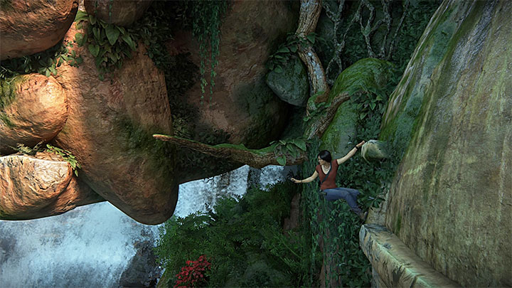 Podczas wspinaczki musisz w pewnym momencie odchylić się za siebie - 5 - Wielka bitwa - Wspinaczka | Opis przejścia Uncharted Zaginione Dziedzictwo - Uncharted: Zaginione Dziedzictwo - poradnik do gry