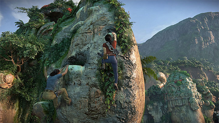 Wdrap się po Nadine po tym jak Chloe szczęśliwie uniknie spadnięcia w przepaść - 5 - Wielka bitwa - Wspinaczka | Opis przejścia Uncharted Zaginione Dziedzictwo - Uncharted: Zaginione Dziedzictwo - poradnik do gry