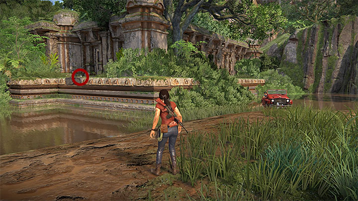 Skarb ten jest w małych ruinach, do których musisz dotrzeć ze wschodu (czyli od strony dużego pustego obszaru pokrytego błotem) - 4 - Ghaty Zachodnie - Skarby | Sekrety Uncharted Zaginione Dziedzictwo - Uncharted: Zaginione Dziedzictwo - poradnik do gry