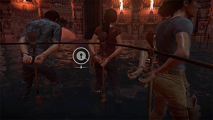 Wytrych pozwoli ci uwolnić Chloe i zająć się oswobodzeniem pozostałych postaci - 7 - Rozwiązanie zagadki z Parasuramą i Ganesą | Opis przejścia gry - Uncharted: Zaginione Dziedzictwo - poradnik do gry