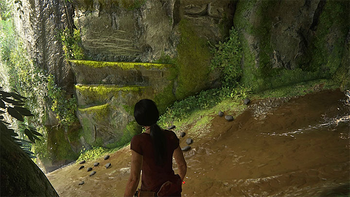Przejdź przez jaskinię i zatrzymaj się w miejscu z powyższego obrazka - 8 - Dotarcie na stację kolejową | Wspólniczki | Opis przejścia - Uncharted: Zaginione Dziedzictwo - poradnik do gry